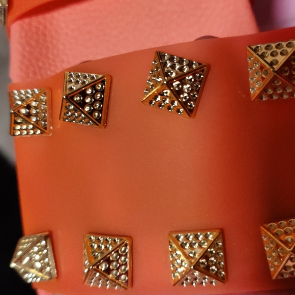 Neon Orange Studded Slides - Picture 7 of 7